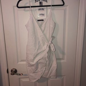 white wrap dress